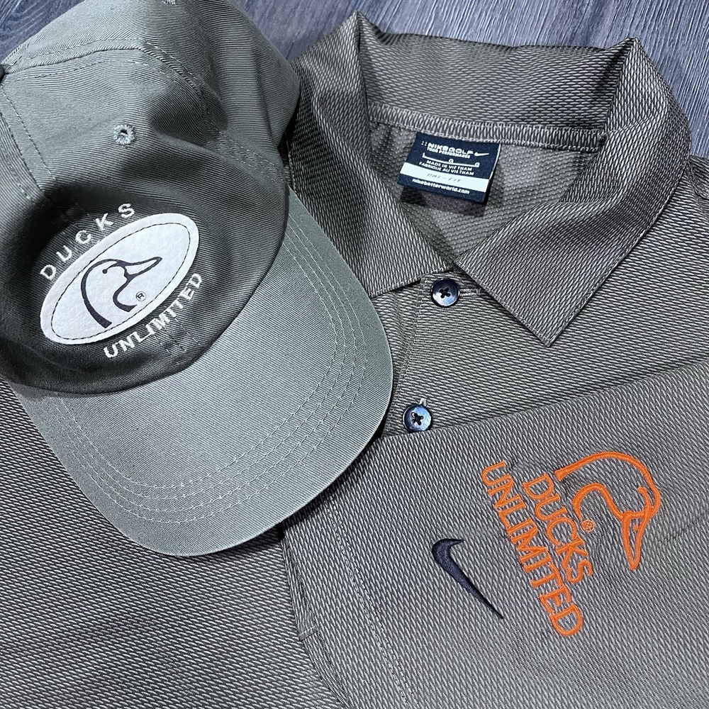 Ducks Unlimited Shirt Hat Lot Nike Golf‎ Tour Performance Polo Dri-fit Men Large